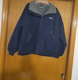 Lands End Jacket Mens Sz Large 42/44 Regular Blue Gray Fleece Lined Casual